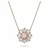 Swarovski Sunshine Collana Elegante, con Ciondolo a Forma di Sole in Cristalli Swarovski Rosa e Trasparenti, Placcata in Tonalità Oro Rosa, Rosa