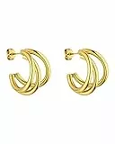 Orecchini Eono PURELEI® (oro, argento, oro rosa), Orecchini da donna in acciaio inossidabile, Gioielli da donna durevoli, Orecchini creoli ideali come regalo, 20 mm di diametro (Oro)