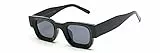 NLIGHTING Occhiali da Sole Rettangolari Trapper Style, Occhiali da sole Rettangolari Trap Neri Protezione dal sole UV-400 Montatura Nera