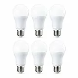 Amazon Basics Lampadina LED E27, 10.5W (equivalenti a 75W), Luce Bianca Calda, Dimmerabile - Pacco da 6
