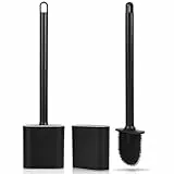 Comius Sharp Scopino WC Nero con Testina Piatta e Porta Scopino in Plastica, Spazzolino Bagno WC Montaggio a Parete, Scovolino WC Silicone con Supporto ad Asciugatura Rapida per WC Bagno