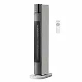 Amazon Basics - Stufetta ECO a torre girevole e portatile a 2 velocità, 3 impostazioni di riscaldamento, con timer e telecomando, presa europea, 2200 W