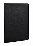 Clairefontaine 733161C collezione Age Bag Un taccuino a punto metallico Nero - A5 14,8x21 cm - 96 pagine rigate - Carta Bianca 90g - Copertina carta Lustrée a grana effetto cuoio