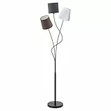 EGLO Lampada da terra Maronda, lampada a stelo a tre punti luce, lampada da terra in acciaio e tessuto, nero, antracite, bianco, marrone, attacco E14, incl interruttore a pedale