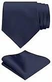 BomGuard cravatta uomo 8 cm larghezza + fazzoletto, blu scuro