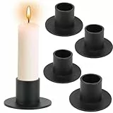 Portacandele nero, 4 Pezzi Retrò Candelabro Metallo, Ferro Porta Candele Portacandele In Stile Rustico, portacandele rotondi Per Decorazioni Per Tavola, Natale, Compleanno