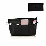 1 organizer per borse con 1 portafoglio, organizer in nylon con portachiavi, impermeabile, multifunzionale, organizer cosmetici, borsa spesa multiuso, borsa spesa donna (nero, extra piccolo) (A)