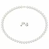 JeweBella Collana Orecchini Perle in Argento 925 Set per Donna Uomo Collana Rotonda Bianca Simulata con Perle di Conchiglia Perle Collana Parure Gioielli per Donne Ragazze 6mm/8mm/10mm