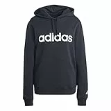 adidas Essentials Linear Felpa con cappuccio, Black/White, M