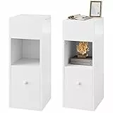 EUGAD Set di 2 Comodino Stretto, Comodino con 2 Scomparti a Giorno e Cassetto, Tavolino da Notte 25x30x66cm, Mobile Salvaspazio per Camera da Letto, Soggiorno, in Truciolato, Bianco, 0179ZZ-2