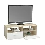 ML-Design Mobile Porta TV in Legno MDF Bianco Naturale 95 x 36 x 35 cm Armadio Basso Multimedia Tavolo TV Moderno con Spazio di Archiviazione per Soggiorno Salotto con 2 Ante e 2 Scomparti Aperti