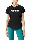 PUMA Maglietta con Logo Aderente, Donna, Nero White, M