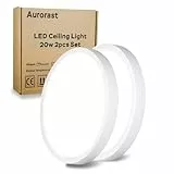 Aurorast 2 Pezzi Plafoniere Bagno, Plafoniere LED 20W 5000K, Luci Bagno Impermeabili IP44, 2400LM Plafoniera Moderna Rotonda a Filo per Camera da Letto Cucina Soggiorno Corridoio Ufficio