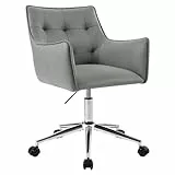 WOLTU Sedia da Ufficio Ergonomica, Sedia da Scrivania con Schienale e Braccioli, Sedia per Computer Regolabile in Altezza, Poltroncina Imbottita con Rotelle, in Tessuto Leathaire, Grigio BS136gr