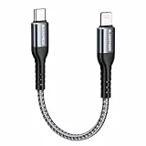 BLACKSYNCZE 0.3M Cavo USB Tipo C per iPhone 13 12 11 Pro Max 13 12 Mini XR XS X 8Plus 8 7Plus 7 SE 2020, [Certificato MFi] Power Delivery Carica Rapida, Grigio