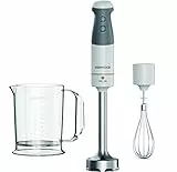 Kenwood Triblade XL HBM40.002WH Frullatore ad Immersione, Mixer, Asta XL in Acciaio Removibile, Dotato di Frusta a Filo e Bicchiere Graduato con Manico da 0,75L, Potenza 850watt, Bianco
