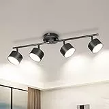 TaFiCo Lampada da Soffitto con 4 Faretti Orientabili - GX53 Faretto Led da Soffitto Nero Industriale Plafoniera Interno Moderna Luci da Soffitto Soggiorno Cucina Paralume Rimovibile Senza Lampadina