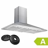 CIARRA CBCS9201 Classe A Cappa Aspirante 90 cm Cappa da Cucina 370 m³/h con Filtro a Carbone CBCF002X2 3 Velocità di Aspirazione filtro in alluminio (Argento)