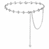 Bencailor Cintura a Catena per Donna Cinta Elegante a Vita Lunga Sottile Cinturino con Strass di Cristalli (Argento, 53 Pollici)