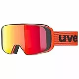 uvex saga TO, occhiali da sci unisex, con lente intercambiabile, ventilazione della montatura senza spifferi, fierce red/red-LGL clear, one size