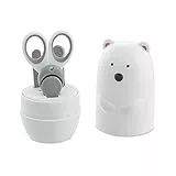 Chicco- Set Manicure Orso Polare per Bambini, Composto da Forbicina, Tagliaunghue, Pinzetta, Lima