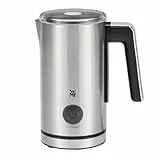 WMF Montalatte elettrico Stelio (5 watt, 15-25 ml, rivestimento antiaderente, wireless, per schiuma di latte calda e fredda, cioccolata calda) cromargan opaco/argento
