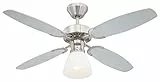 Westinghouse Lighting 7827440 - Ventilatore da soffitto per interni, Finitura In Acciaio Spazzolato, Pale In Argento/Nero, 105 cm