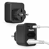 Kinglink Multiprese, Presa Elettrica USB, 4 in 1 Presa Multipla 4000W, 250V/16A Presa Elettrica Euro Con 2 Shuko Presa +2 USB-A Slot, Multipresa Elettrica per SmartPhone, Tablet, Laptop 2pz
