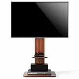 UNHO Supporto TV da pavimento in legno, supporto universale per TV LCD da 32-65 pollici, regolabile in altezza e gestione dei cavi max VESA 600x400mm