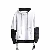 GURUNVANI Felpa Patchwork con Cappuccio da Uomo, Colori a Contrasto