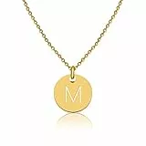 GD GOOD.designs EST. 2015 Collana di lettere in oro (regolabile) Collana in oro con ciondolo a lettera rotonda (M)