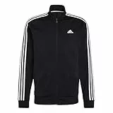 adidas Essentials Warm-Up 3-Stripes Track Top, Maglia Lunga Uomo, Black/White, M