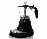 BEHOME Caffettiera Elettrica Programmabile Moka Elettrica 3 Tazze con Timer, Caffè Caldo per 30 Minuti, Alluminio Nera (Con Timer)