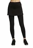 Westkun Donna Gonna Pantalone da Corsa alla Caviglia Sport Yoga Modesta da Tennis y Golf Calzamaglia Gonnapantalone Morbido e Traspirante Leggings 2 in 1(Nero,M)