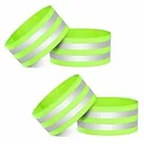 Heveer Bracciale Riflettente Elastico Bande Catarifrangente di Alta visibilità per Notturne Corsa Passeggiate Ciclismo 4 Pezzi Verde