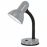 EGLO lampada da tavolo Basic 1, lampada da tavolo uno punto luce, lampada da scrivania in acciaio e plastica, argento, attacco E27