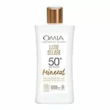 Omia, Latte Solare Mineral SPF50+ Viso e Corpo, Protezione Solare Molto Alta, Per Pelli Molto Chiare e Sensibili al Sole, Con Filtro Minerale e Ingredienti di Origine Naturale, Flacone da 200 ml