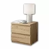 Stella Trading OLLI Due cassetti in Effetto Quercia Artisan, Moderno Comodino con Spazio per Il Vostro Letto, Legno ingegnerizzato, 45 x 44 x 38 cm