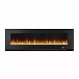 Amazon Basics - Caminetto elettrico a LED da parete da 60' 3D, con telecomando, 1300 W, Nero