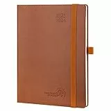POPRUN Agenda 2023 2024 Settimanale 22 x 16,5 cm, Diario Scuola Verticale 17 Mesi da Ago.23 a Dic.24 - Copertina Morbida in Pelle Vegana, Carta FSC® - Marrone