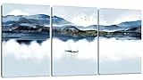 Artscope Stampe e Quadri su Tela 3 pz. Lago e Barca Immagine Fotografia Murale Tela Wall Art Bel Regalo per Home Decor Ristorante Cucina Regalo di Anniversario Compleanno 30x40CM