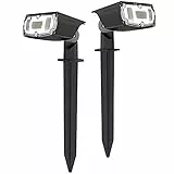 OUSFOT - Faretto solare da esterno a 2 pack, impermeabile, IP67, con pannello solare regolabile a 180°, per giardino, esterno, cortile