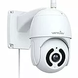 wansview Telecamera di sorveglianza esterna Pan/Tilt, 1080P Telecamera IP WiFi impermeabile, visione notturna, audio bidirezionale, allarme istantaneo, memoria micro SD o cloud, Alexa W9 (bianco)