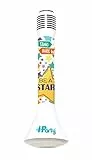 Lexibook iParty Karaoké Micro Star Bluetooth®con funzione commutatore vocale, Microfono per canto, Altoparlante luminoso incorporato 5W, Ingresso micro SD, Bianco/Blu, MIC210