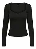 ONLY Onlfaith L/S Heart Top Jrs Maglietta a Maniche Lunghe, Nero, M Donna