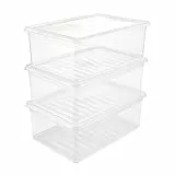 keeeper Box Contenitore con Sistema di Ventilazione, Confezione da 3 Pezzi, Altezza: 14 cm, 3 x 11 L, 39 x 26,5 x 14 cm, Bea, Trasparente
