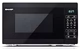 Sharp YC-MG02EB - Forno a microonde 20lt con programma di scongelamento, funzione ECO, timer, sicurezza per bambini, incluso piatto girevole, funzione grill, controllo digitale