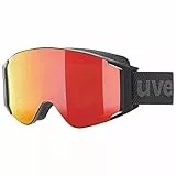 uvex g.gl 3000 TO, occhiali da sci unisex, con lente intercambiabile, campo visivo ampliato, privo di appannamenti, black matt/red-lasergold lite, one size