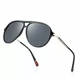 kimorn Classic Occhiali da sole polarizzati per donna Uomo Lenti UV Montatura in metallo ultraleggero Tonalità retrò K0804 (Nero)