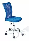 Inter Link Sedia da scrivania girevole per ragazzi e bambini, base in metallo e tessuto in rete, blu, 43 x 56 x 88-98 cm